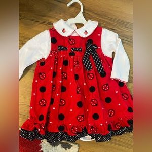 Rare editions 2pc ladybug dress size 18 months